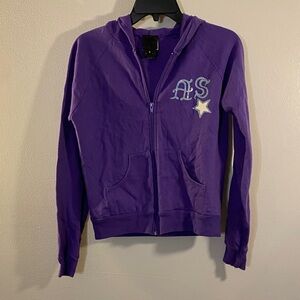 Anna Sui Purple Zip-Front Hoodie with Star and AS Script